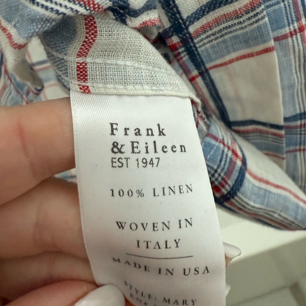 Frank & Eileen White Shirt Dress with Red and Blue Plaid. Size S. NWOT. - Picture 5 of 6